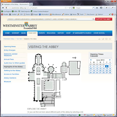 Screen shot of http://www.westminster-abbey.org/visit-us/highlights.