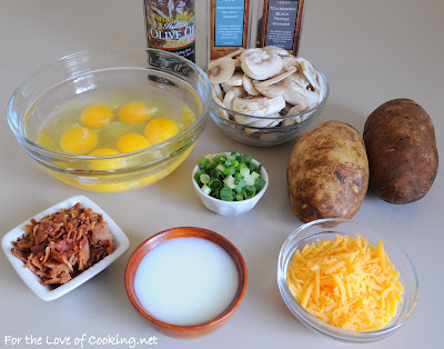 Bacon, Mushroom, and Extra Sharp Cheddar Potato Crusted Quiche