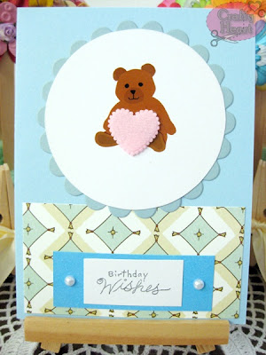 Handmade Card - Teddy Birthday Wishes in Blue