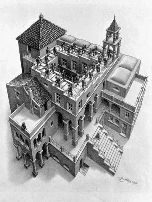 04-Ascending-and-Descending-Andrew-Lipson-M-C-Escher-v-Lego-in-Drawing-v-Sculpture-www-designstack-co