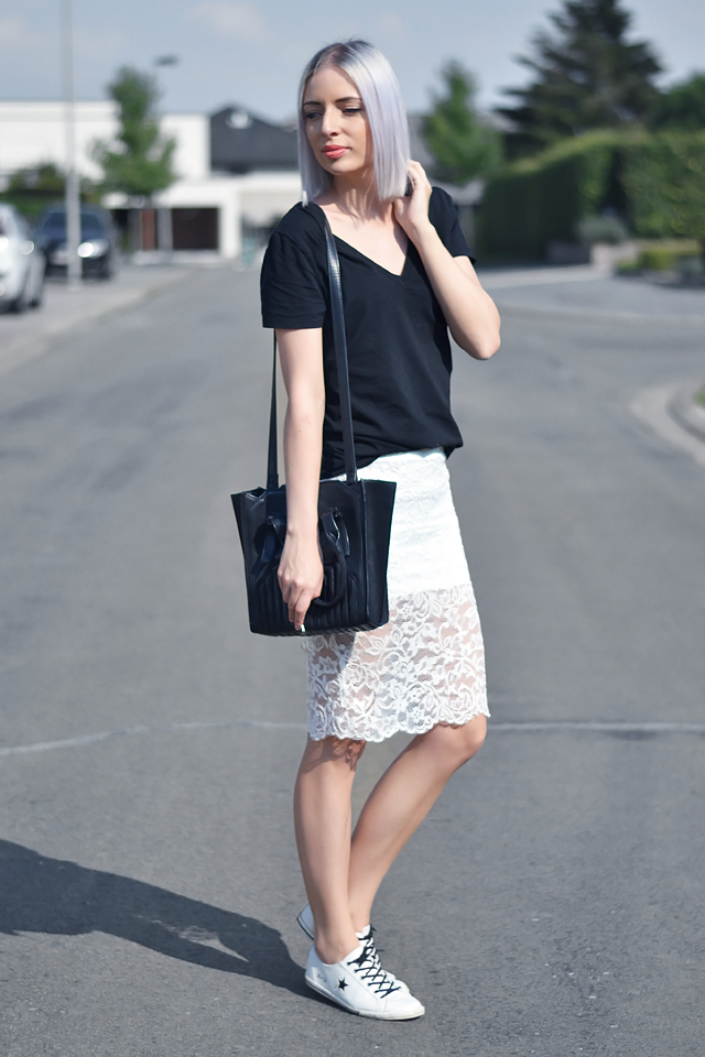 Turn it inside out: Lace pencil skirt