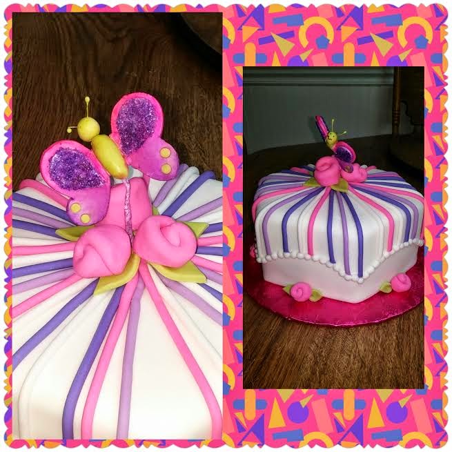 Jocelyn's Butterfly and Flowers Cake