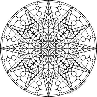 Star and circle mandala to print and color- available in PNG and JPG format 