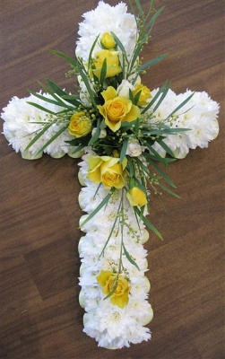 floral arrangement with candle