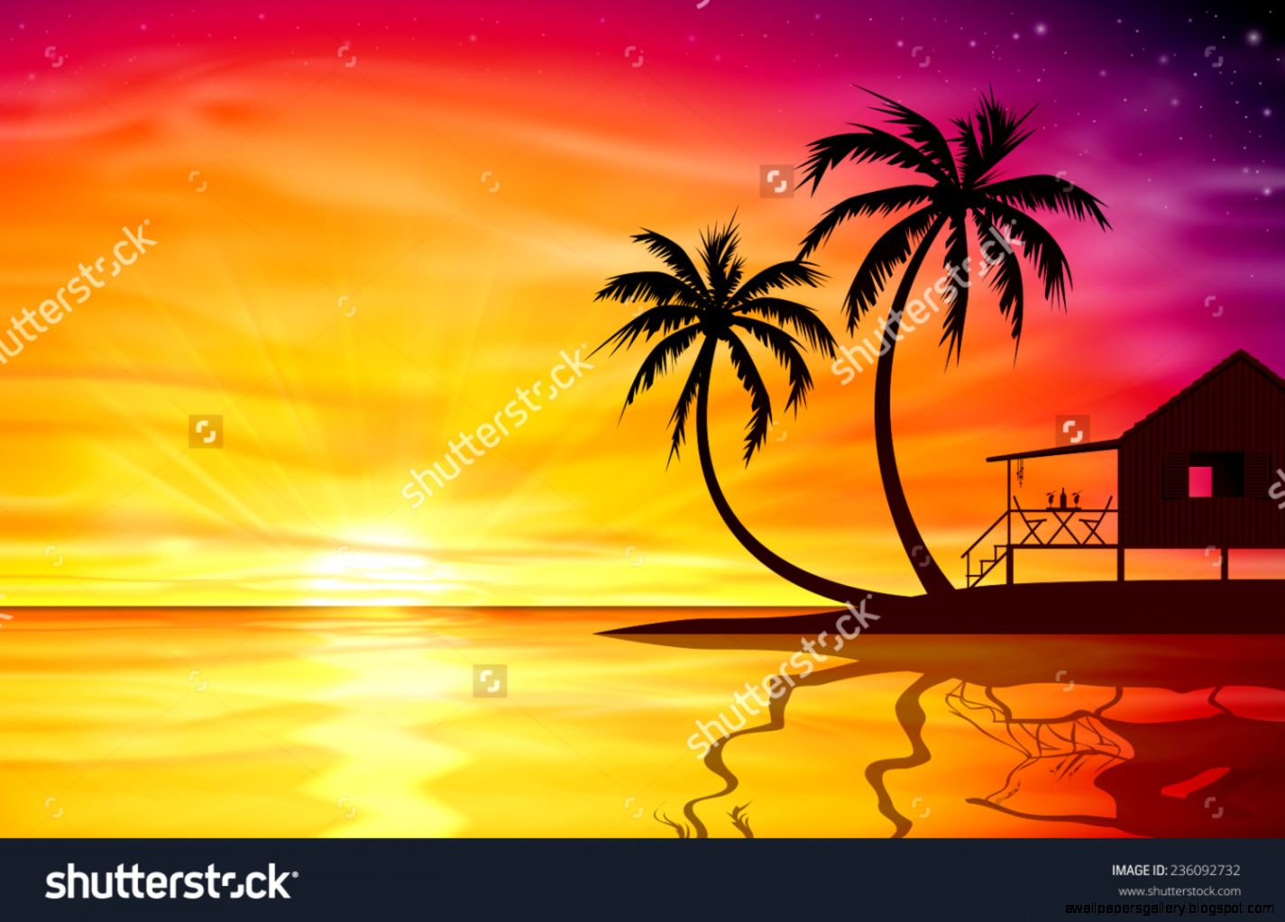 A Beautiful Sunset Sunrise With Palm Trees And Beach Nut Vector A Beautiful Sunset Sunrise With Palm Trees And Beach Nut Vector