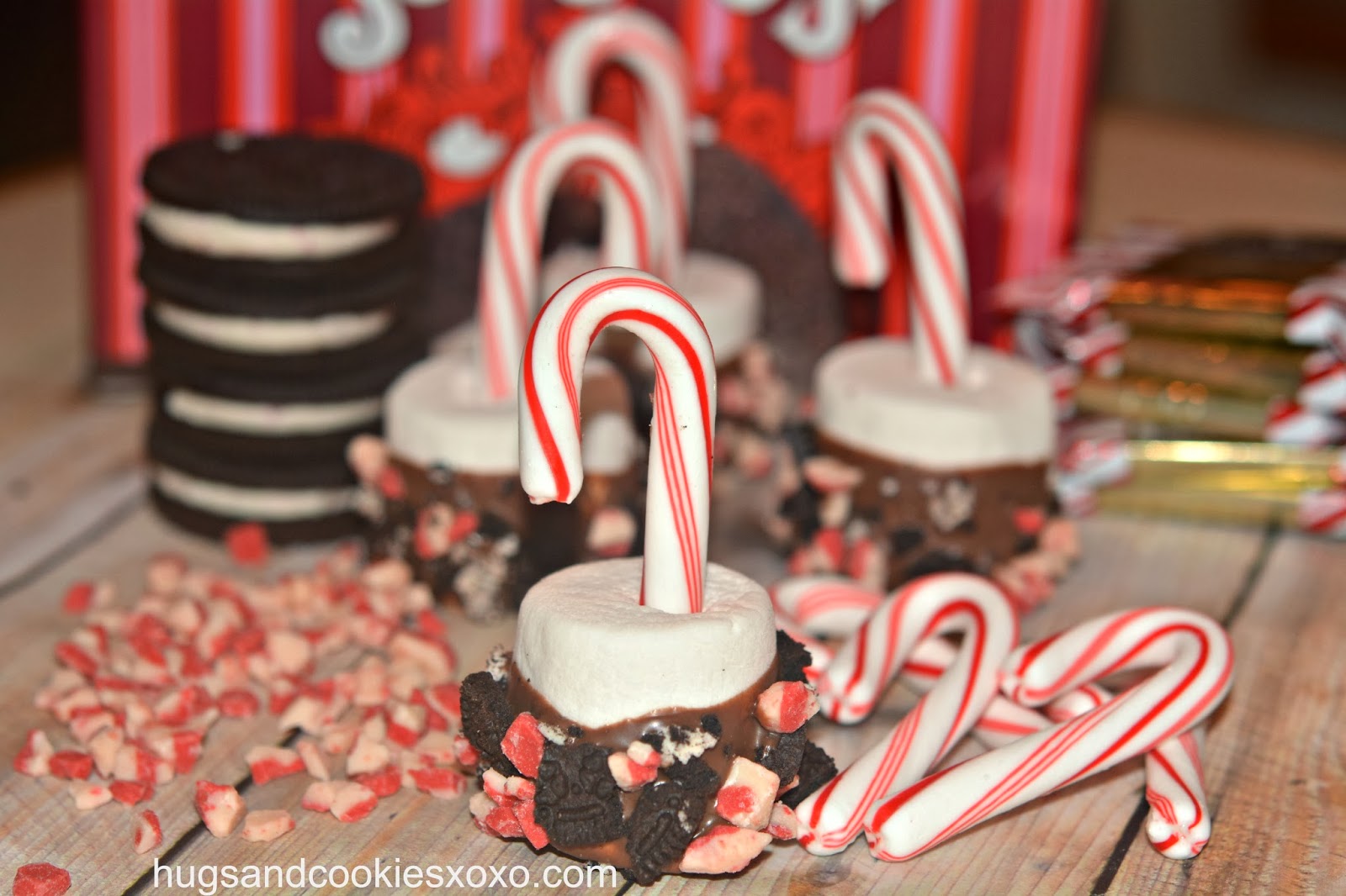CHOCOLATE DIPPED MARSHMALLOWS WITH CRUSHED CANDY CANES & CANDY CANE