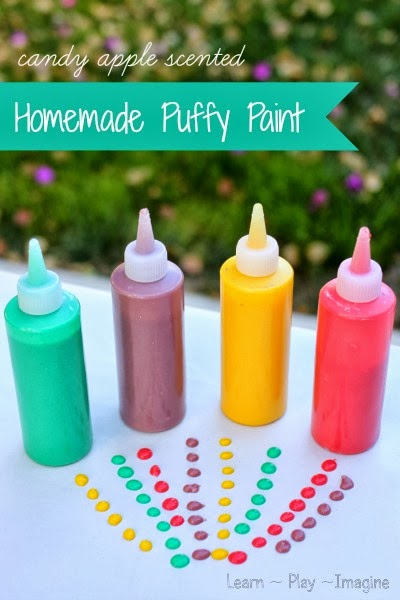 Amazing apple scented puffy paint recipe - This no cook recipe is made from common household ingredients, and kids love it!