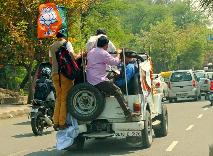 pollitical party workers campaigning
