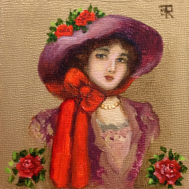 Portrait Artists International "Red Hat Lady 4" oil painting by