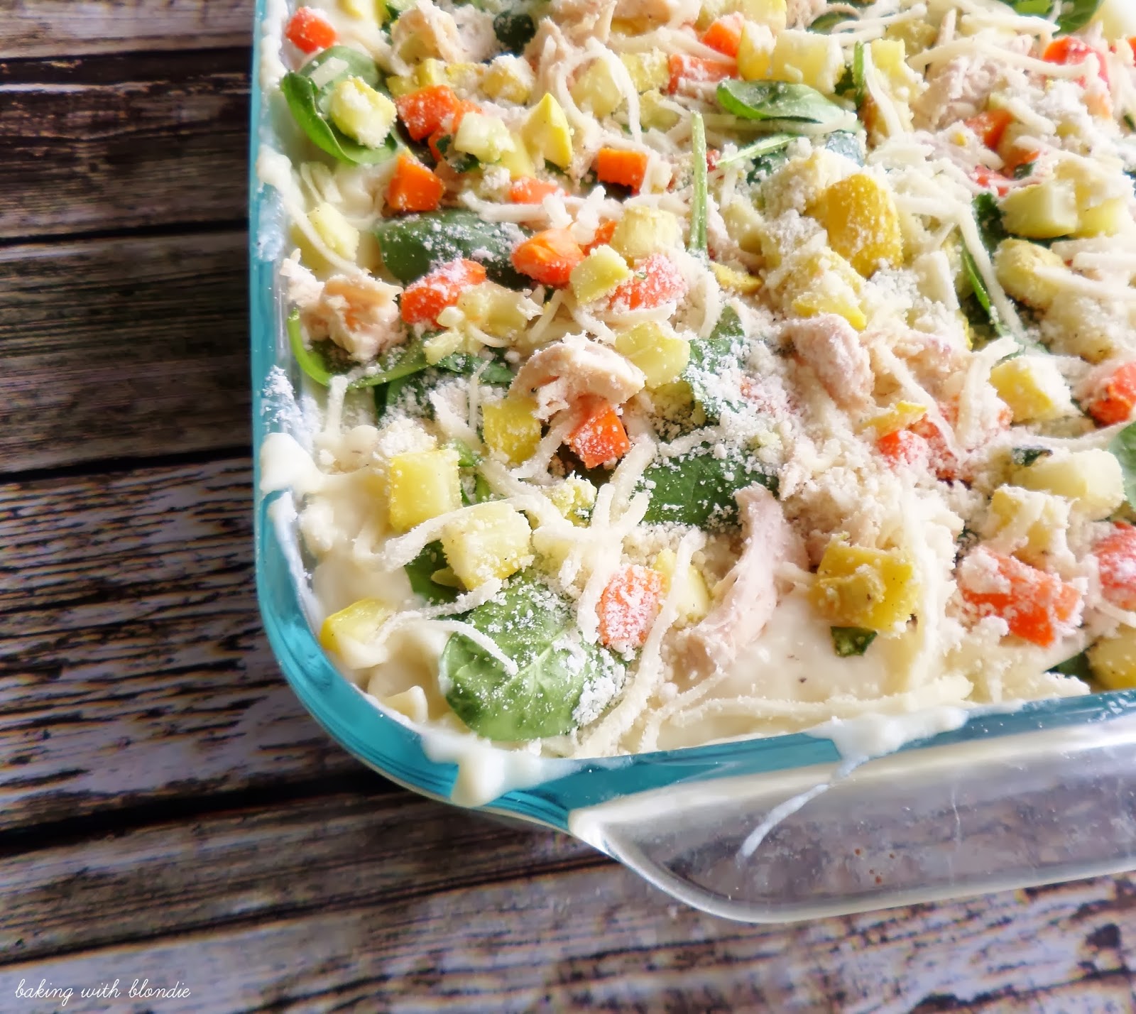Roasted Veggie and Chicken White Lasagna