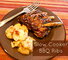 Slow Cooker BBQ Ribs served with Crispy Smashed Potatoes
