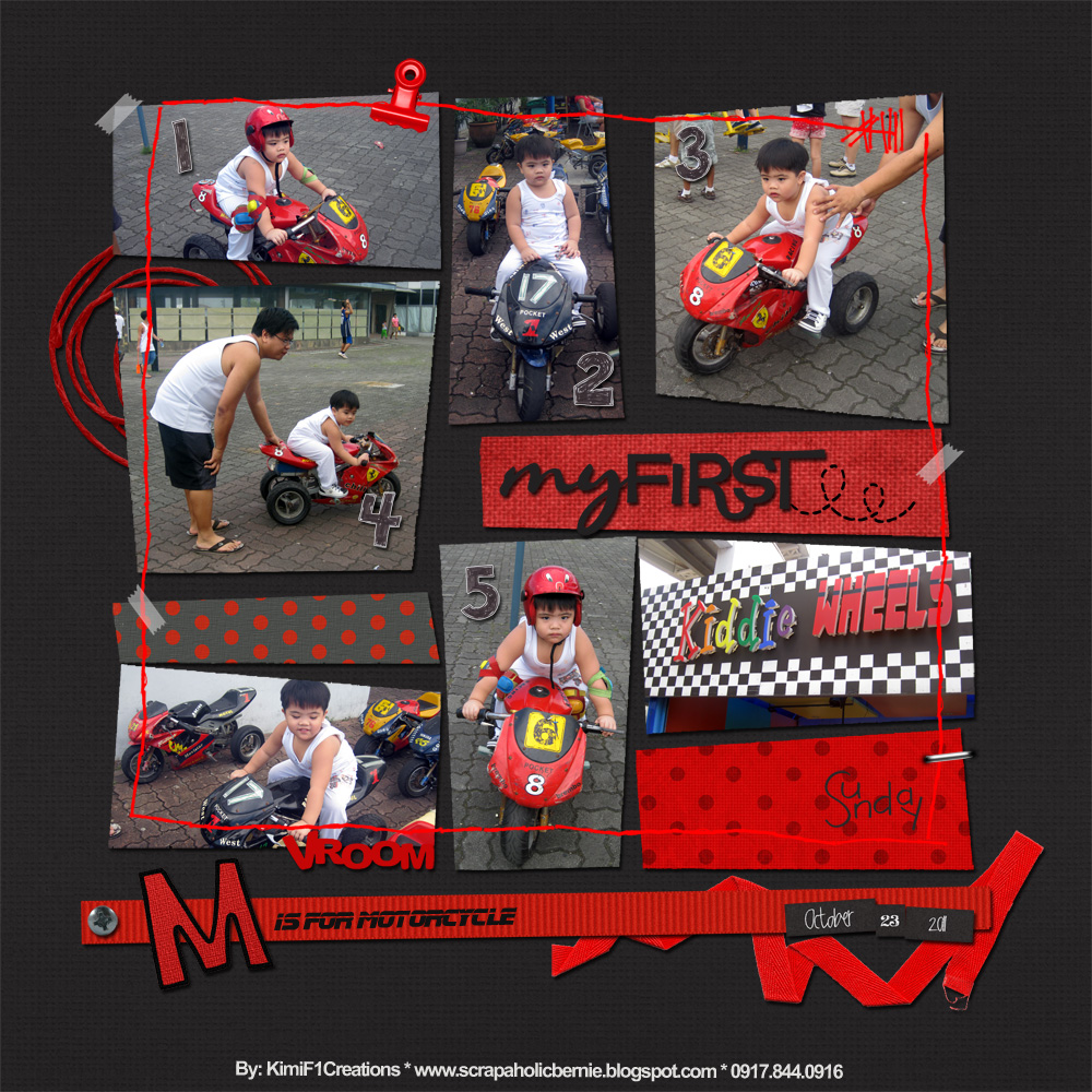 F1 Digital Scrapaholic M is for Motorcycle Digital Scrapbook Page