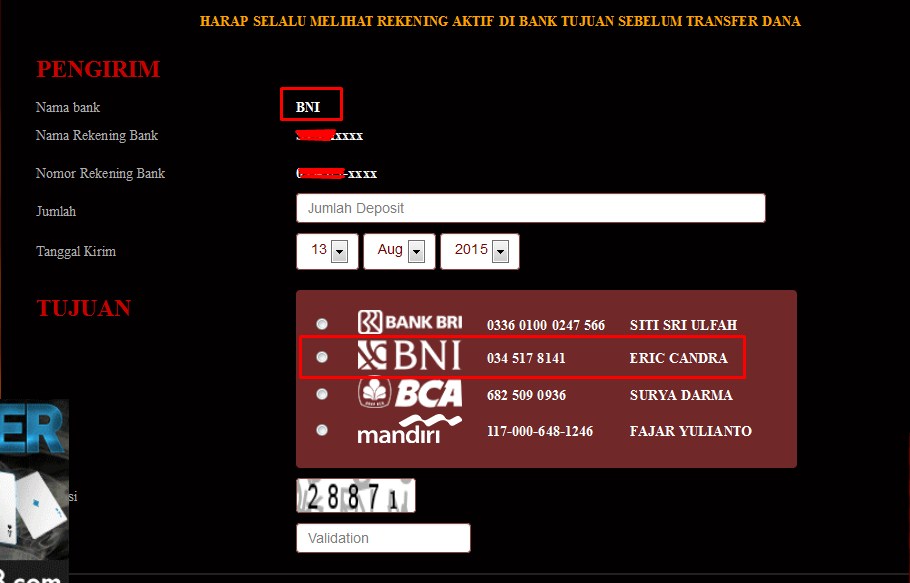 Cara memasukkan deposit ke