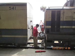Coupling the Bogies of "Shimla-Kalka" train at Shimla station.