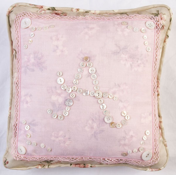 Sew Beautiful Blog Sew a Vintage Button Monogram Pillow