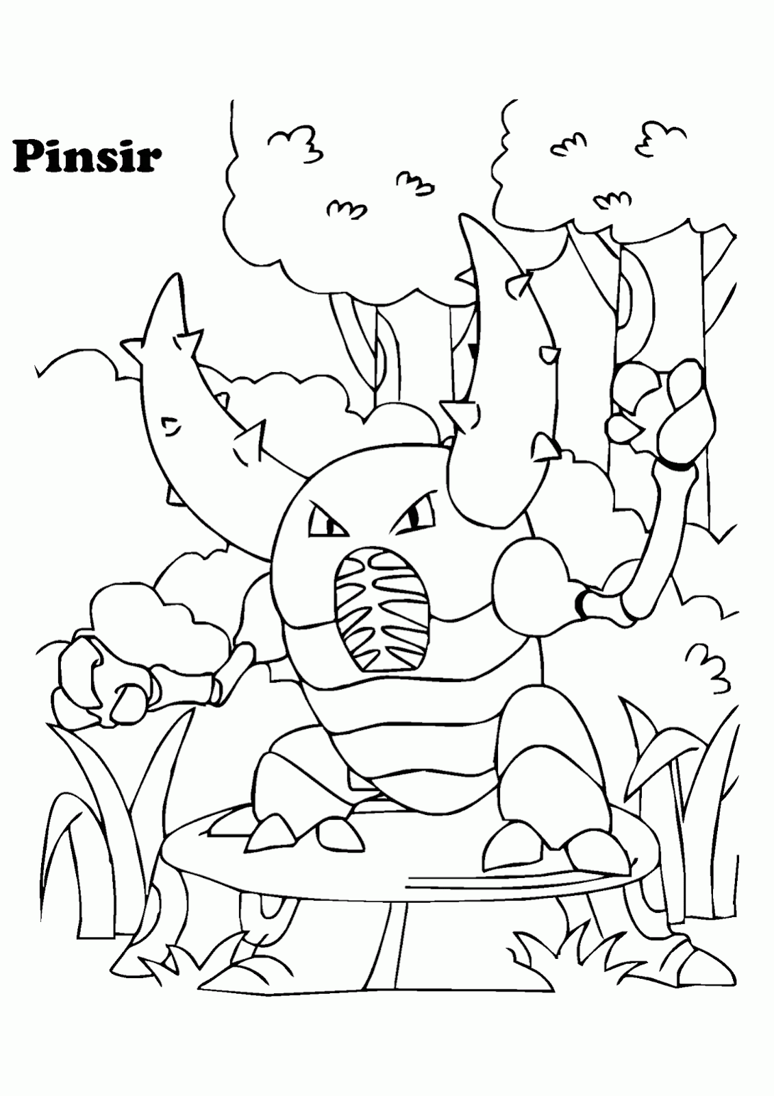 Mewarnai Gambar Pokemon Pinsir Contoh Anak PAUD