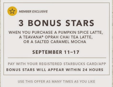 starbucks latte spice pumpkin stars bonus oprah chai rewards tea salted caramel mocha
