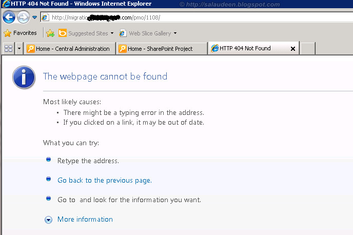 404 Page Not Found Error After Migrating From Moss 2007 To