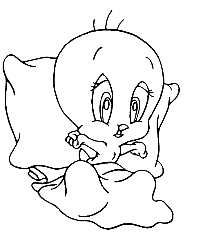 Disney Coloring Pages : Tweety Bird Getting Out Of Bed title=