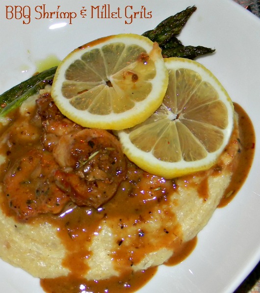 Wish Upon A Dish Millet Grits with BBQ Shrimp, NOLA Style