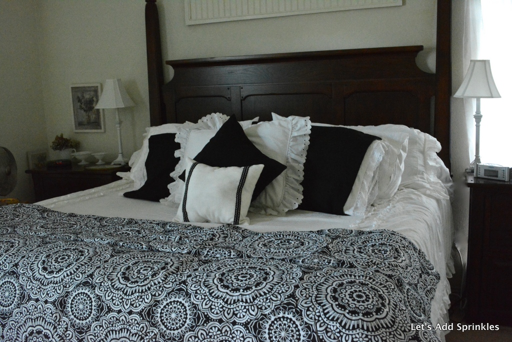 Let's Add Sprinkles Black and White Master Bedroom