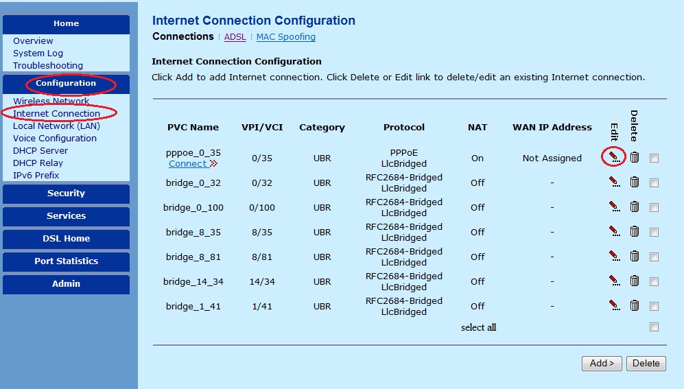 DSL Broadband Modem Configuration T2BGawv1.4U10YBI