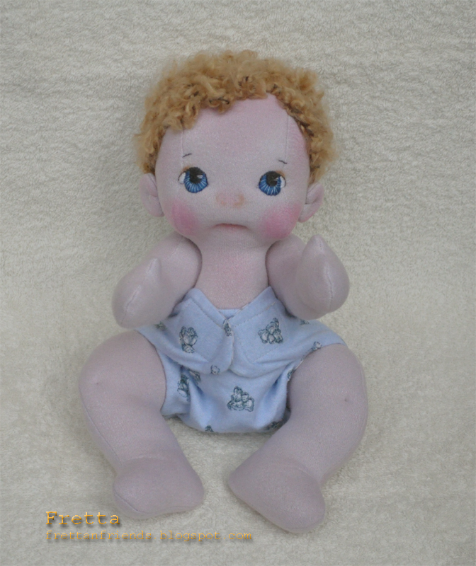 Fretta 12" jointed textile Baby Doll in a Bunny Suit. All Natural Soft