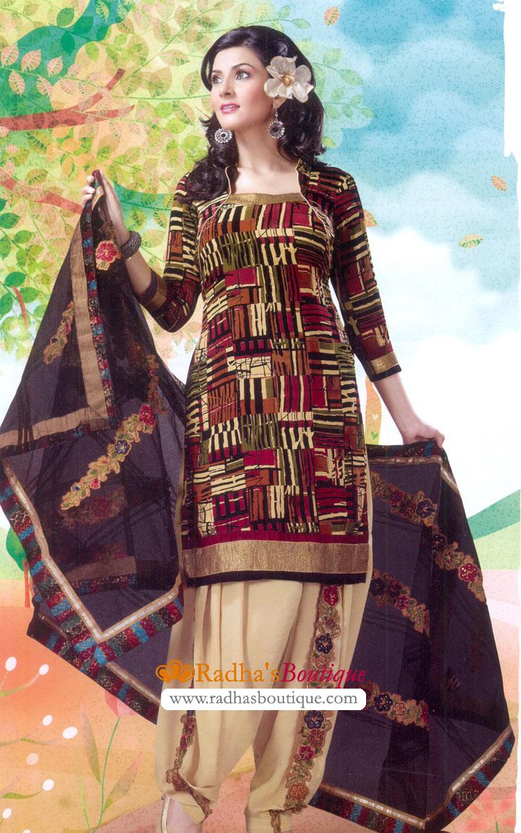 Maroon, Black & Fone Color Summer Salwar Kameez Radha's Boutique
