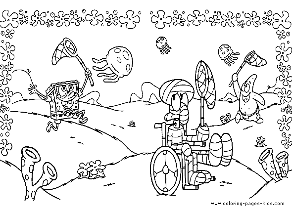Residents Of Bikini Bottom Coloring Pages | Cartoon Coloring Pages