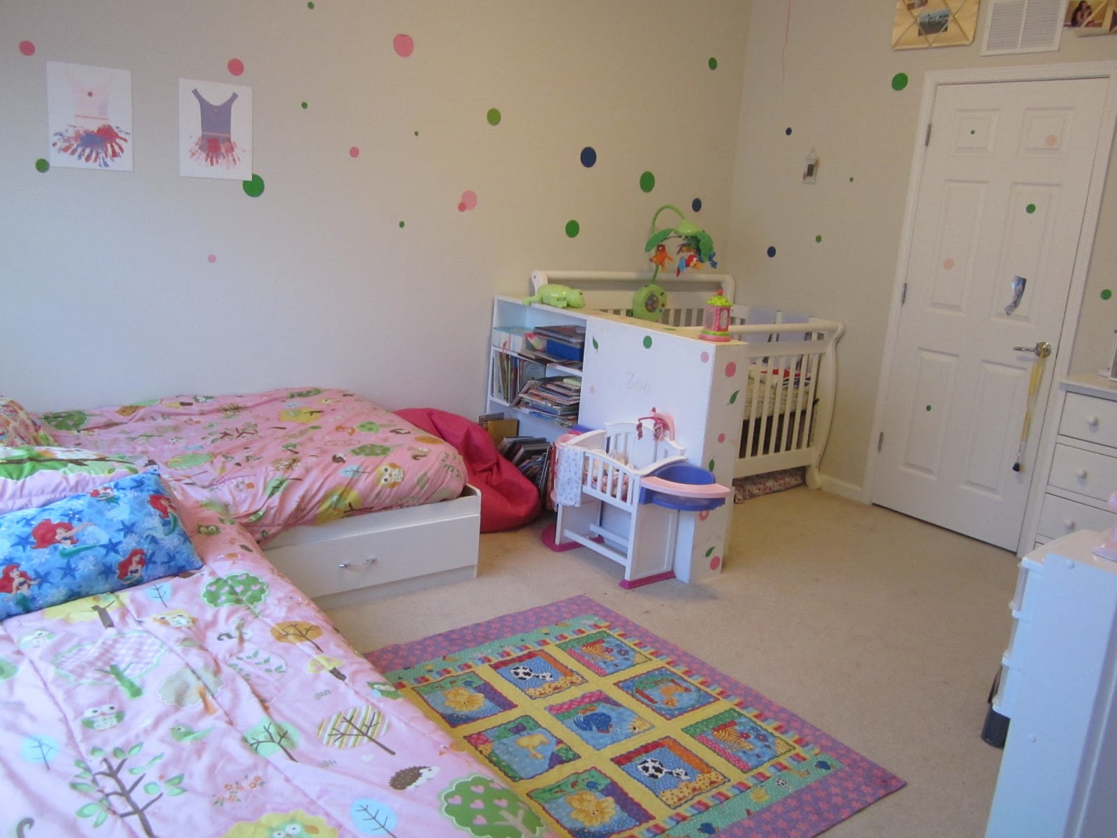 Someone Imperfectly Me Shared sibling bedroom 2 older girls + baby boy