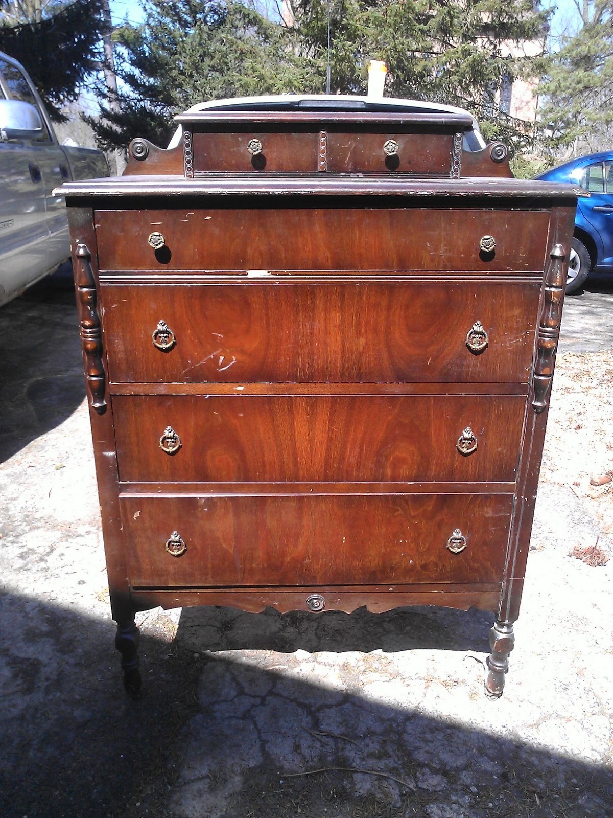 Retiqued by Rae Bond Antique Gentlemen's Dresser in Blue