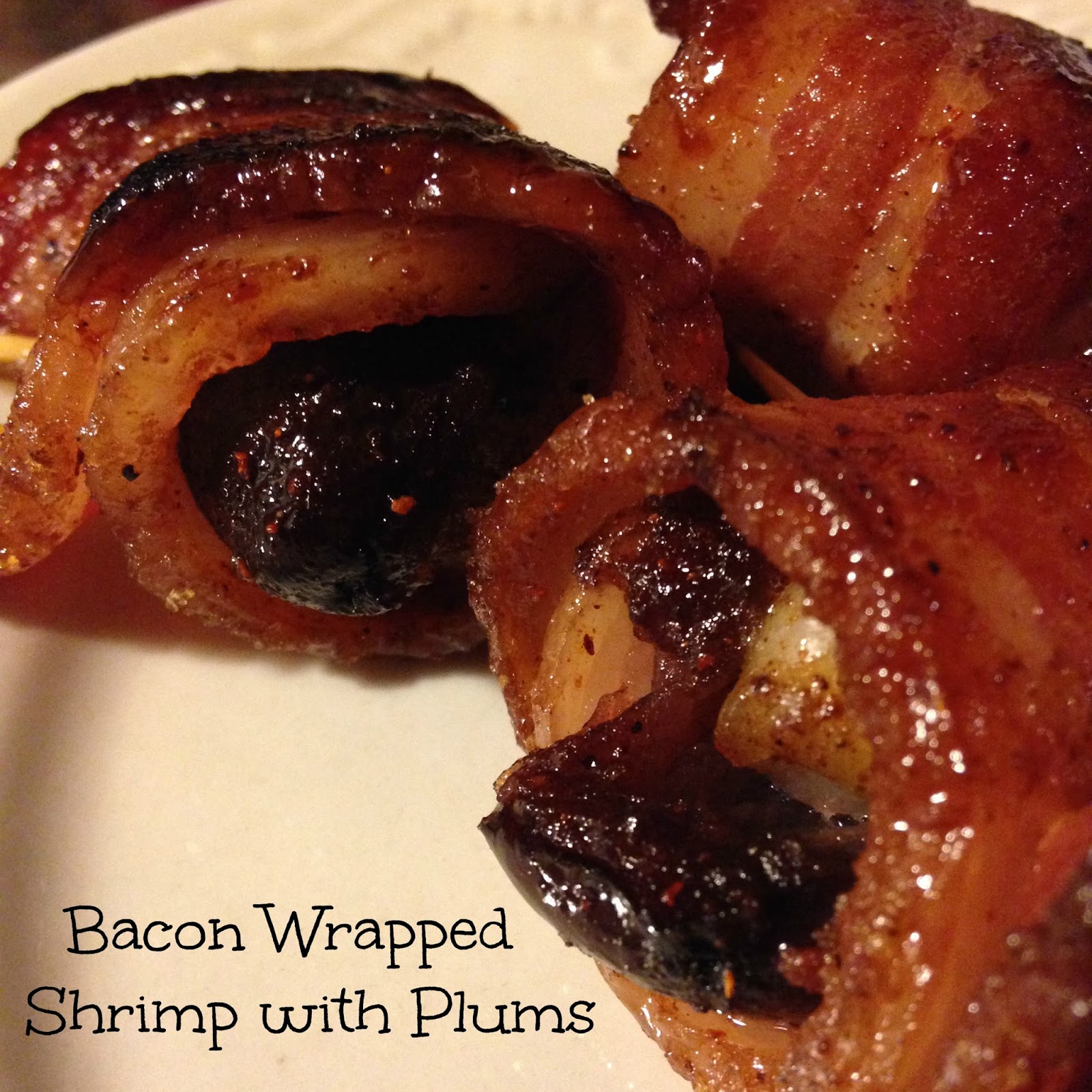 Bacon Wrapped Shrimp with Plums Turnips 2 Tangerines