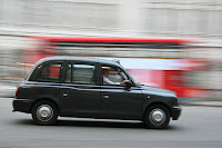 The iconic London black cab - the vehicle itself is called a Hackney Carriage