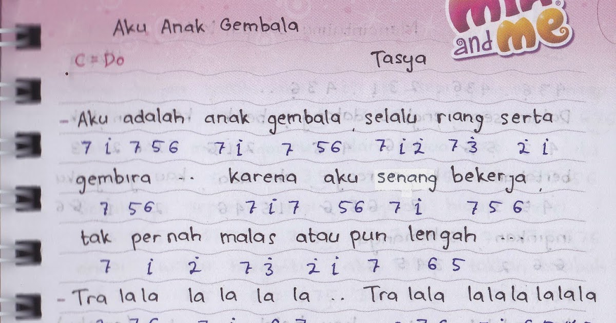 Not Angka : Tasya - Aku Anak Gembala | Aulia's World