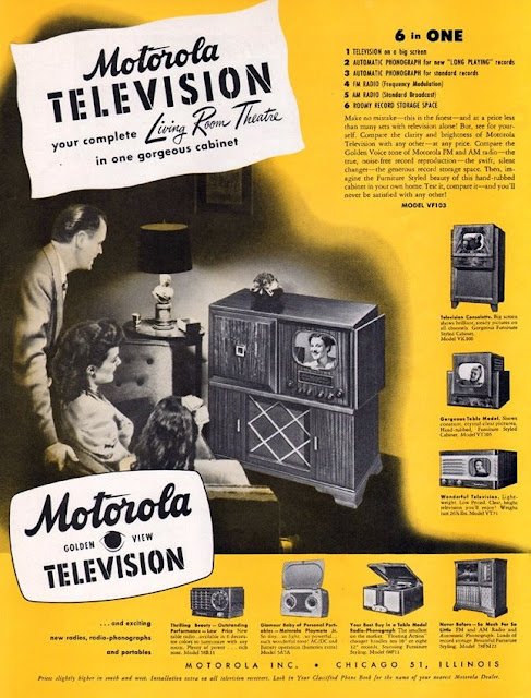 Print Ad: 1948 Motorola Golden View Television Motorola
