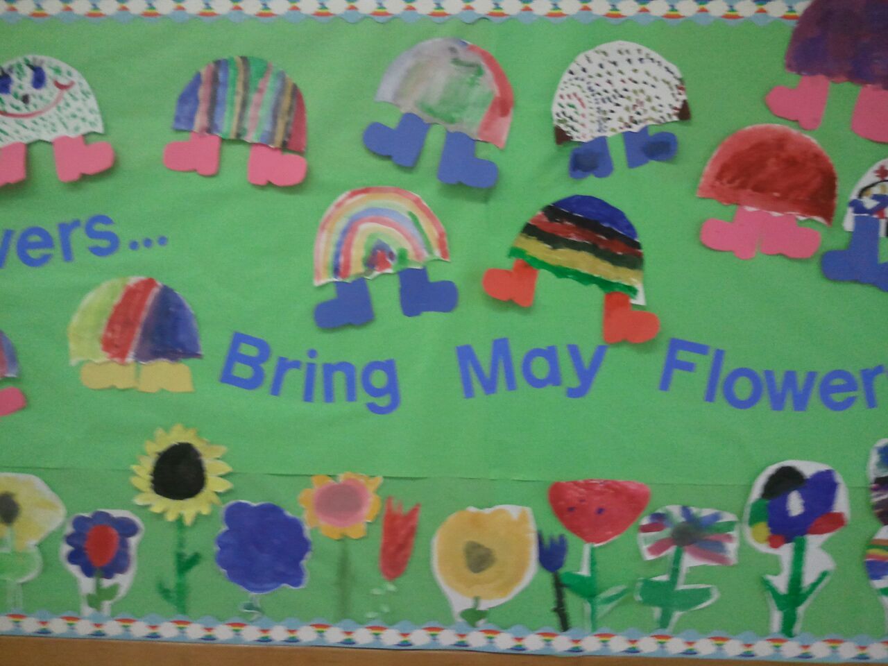 Teaching Little Miracles April Showers... Bulletin Board and Base 10 Block Art