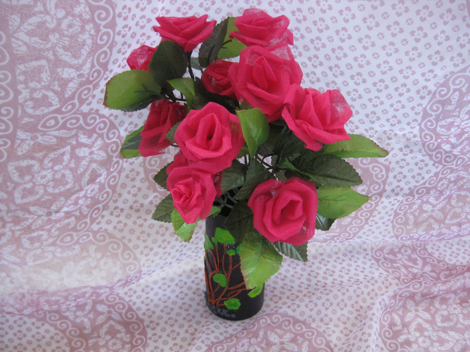 himaja's crafts organdy cloth flower vase