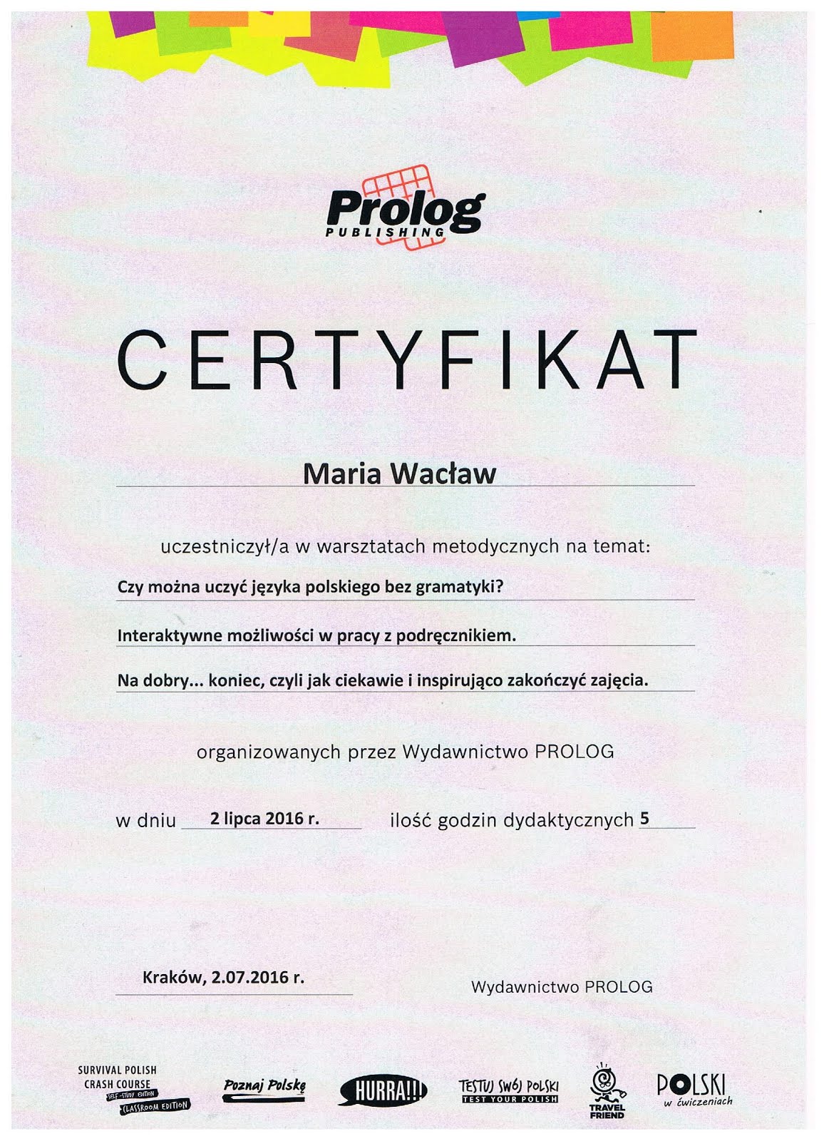 Certyfikat PROLOG