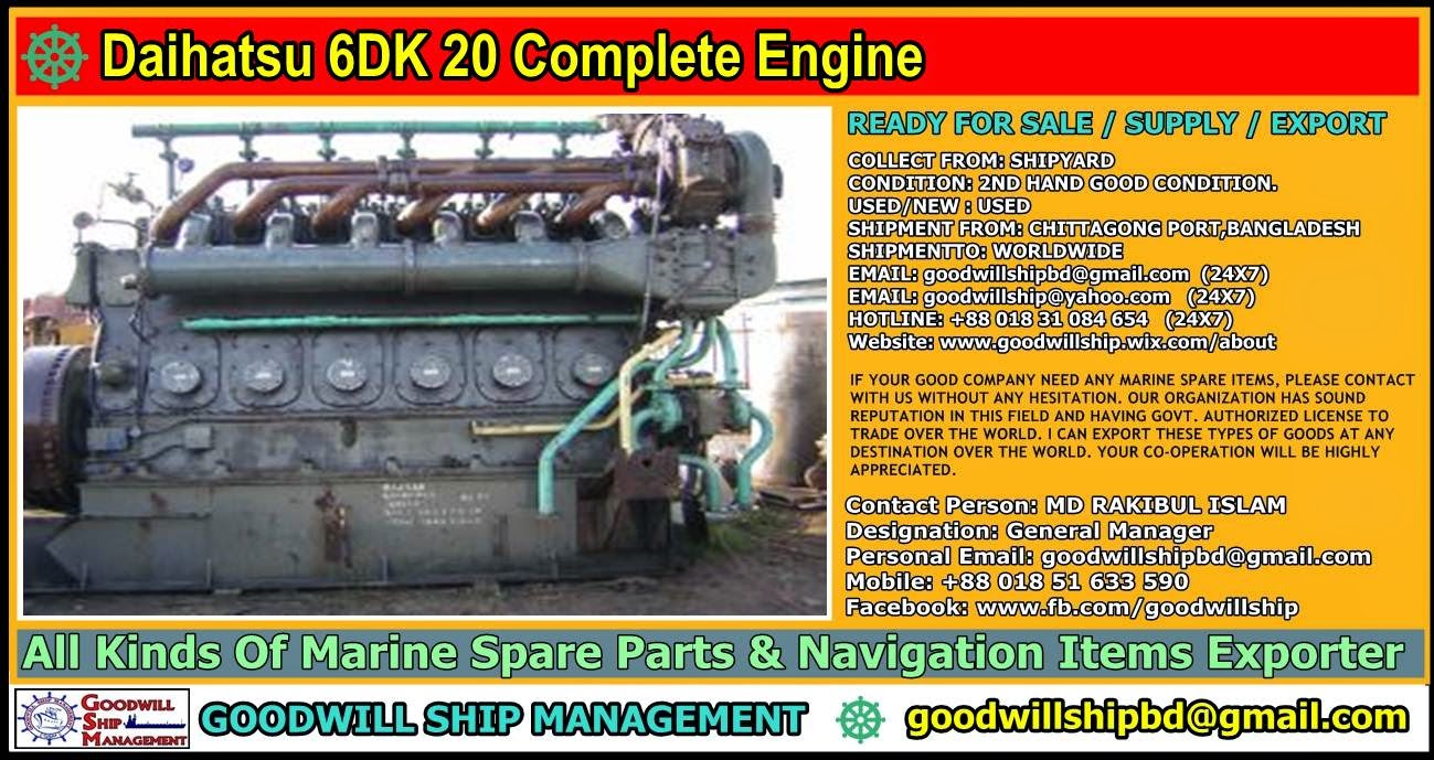 Worldwide Marine Spare Parts Exporter Daihatsu 6DK 20 Complete Engine