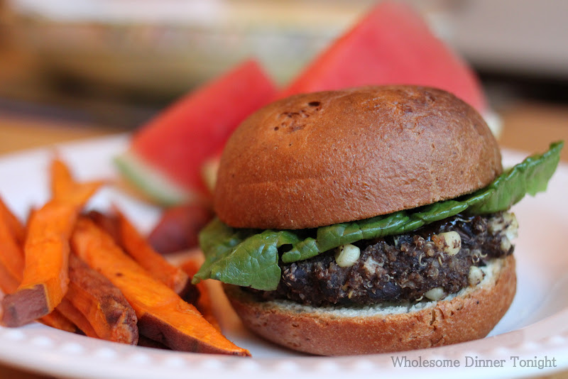 Wholesome Dinner Tonight Quinoa Black Bean Burgers {Gluten Free}