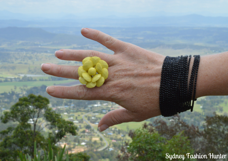 Lovisa Yellow Flower Ring, Lovisa Black Srand Bracelet