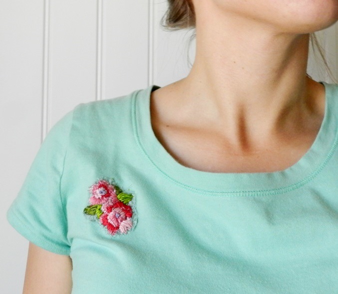 Grow Creative Blog Tshirt Upcycle Flower Embroidery