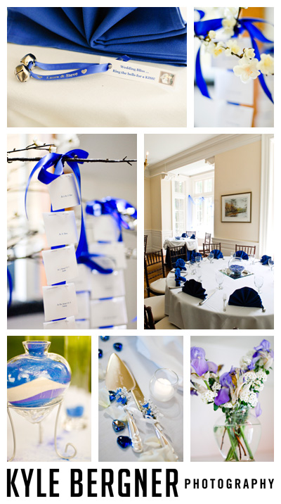 This royal blue really pops as an accent to all the wedding decor