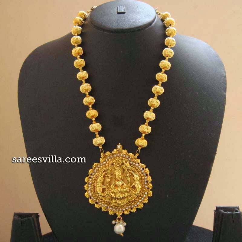 Temple Pendant Necklace Designs Sarees Villa