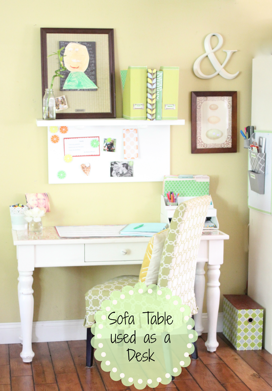 Kitchen Desk {Repurposed Console Table} Golden Boys & Me