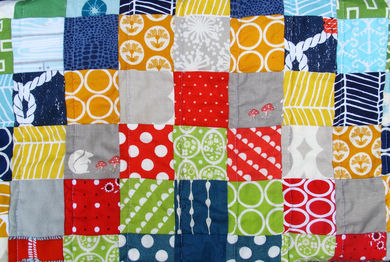 Six White Horses Shockwave Squares Scrappy Baby Quilt