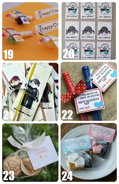 Candy Plane, Pirate, Lightsaber, Bubble Wand, Gold Coin, and Smore Valentines for Kids