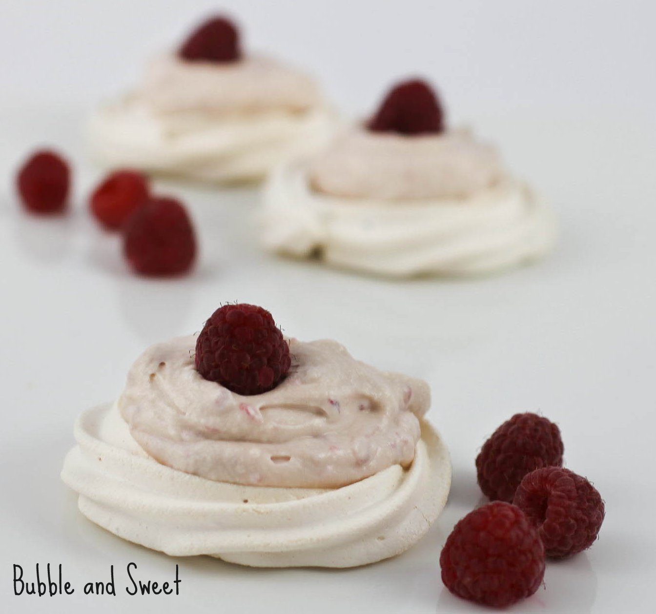 Bubble and Sweet Raspberry Cream Meringues