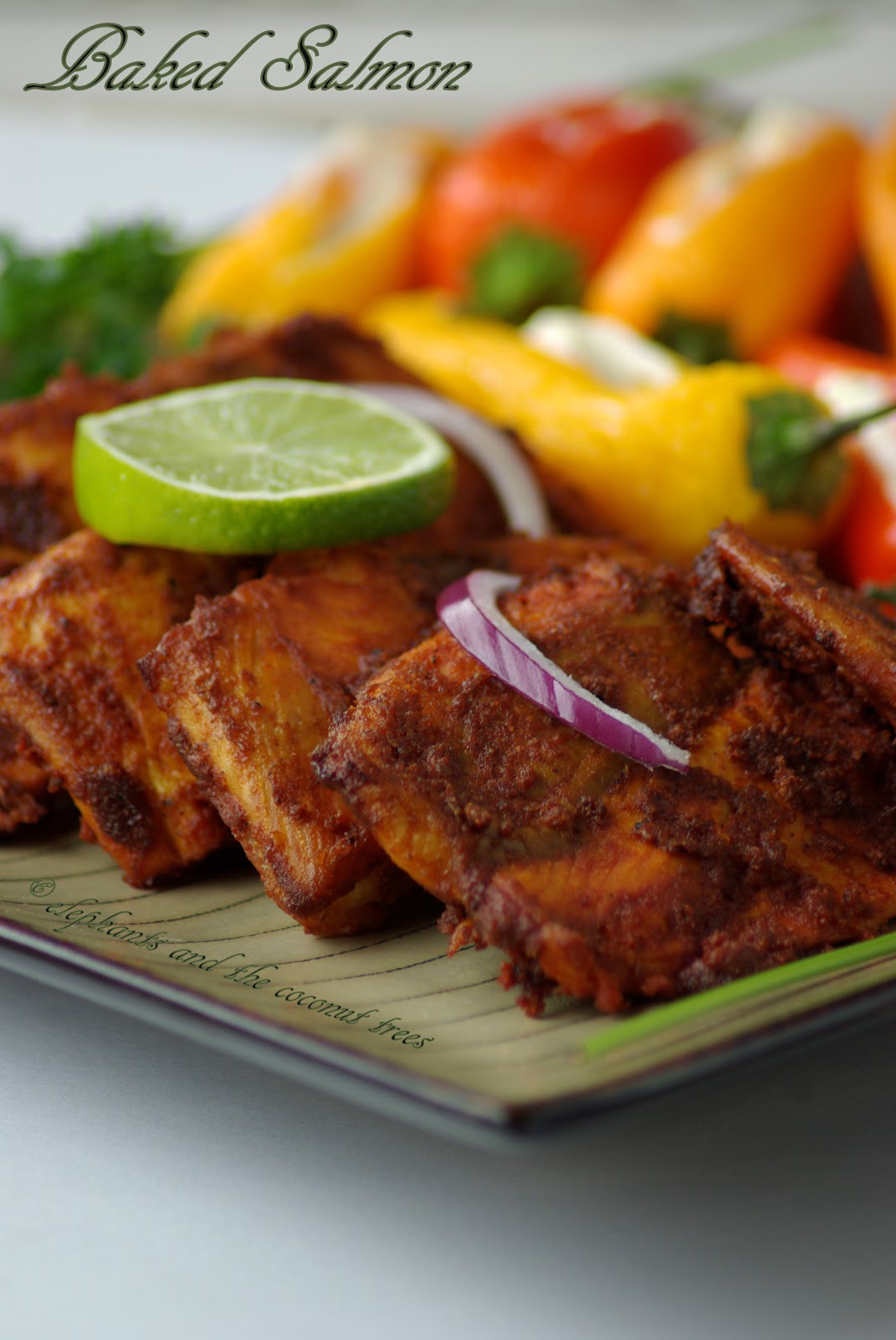 elephants and the coconut trees Baked Salmon / Baked fish with Kerala