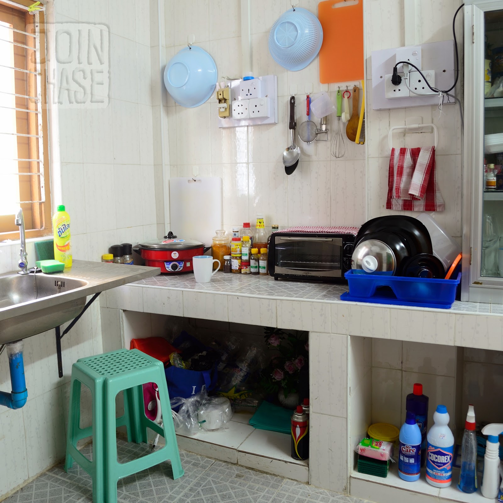 A typical kitchen in an apartment in Yangon, Myanmar.